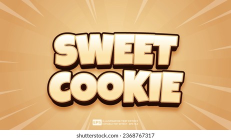 Vector vector 3d editable sweet cookie text effect font