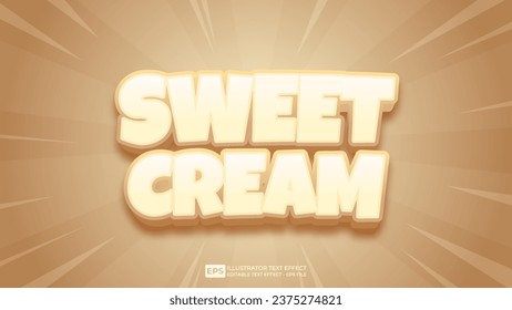 Vector 3d editable sweet cream text effect font