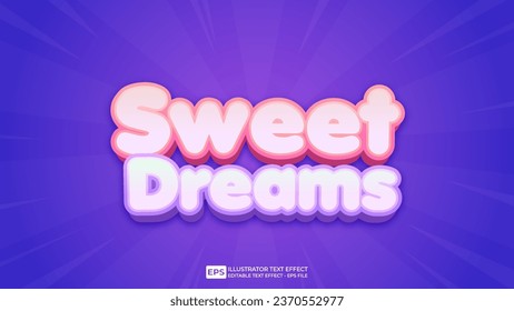 Vector vector 3d editable sweet dreams text effect font