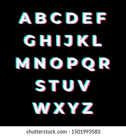 vector 3d effect font and alphabet