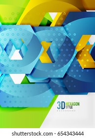 Vector 3d effect hexagon background