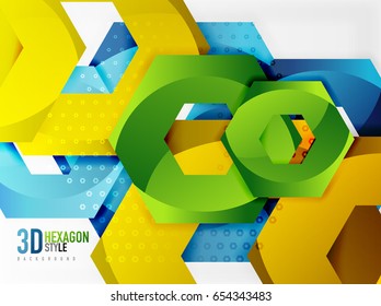 Vector 3d effect hexagon background
