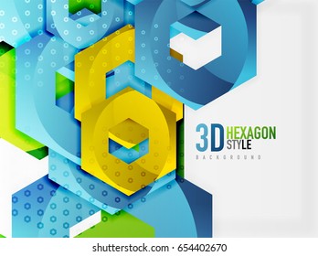 Vector 3d effect hexagon background