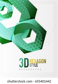 Vector 3d effect hexagon background
