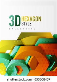 Vector 3d effect hexagon background