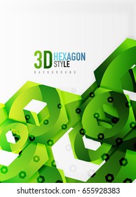Vector 3d effect hexagon background