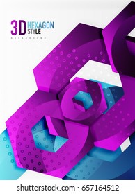 Vector 3d effect hexagon background