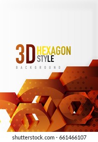 Vector 3d effect hexagon background