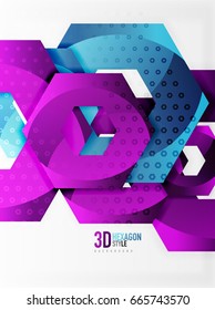 Vector 3d effect hexagon background