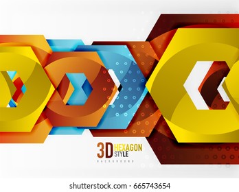 Vector 3d effect hexagon background