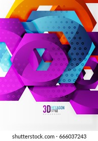 Vector 3d effect hexagon background