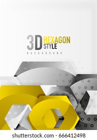 Vector 3d effect hexagon background