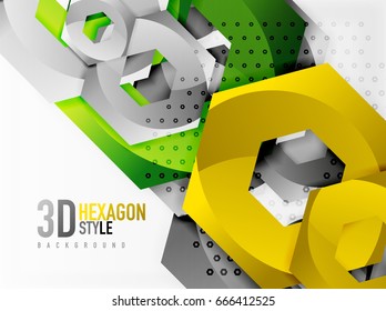 Vector 3d effect hexagon background