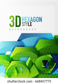 Vector 3d effect hexagon background