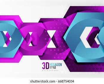 Vector 3d effect hexagon background