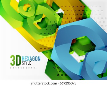 Vector 3d effect hexagon background
