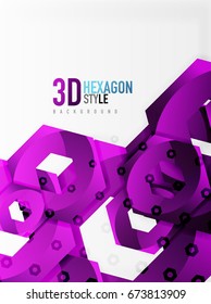 Vector 3d effect hexagon background