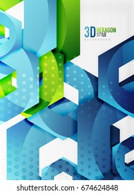 Vector 3d effect hexagon background