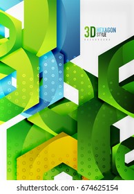 Vector 3d effect hexagon background