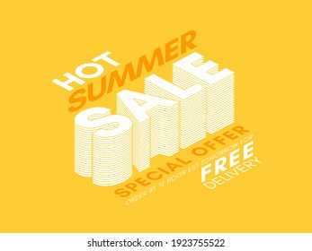 Vector 3D Effect Summer Sale Typography Design On A Yellow Background.