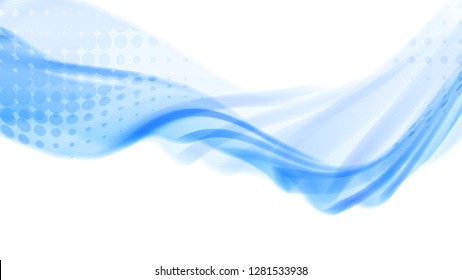 Vector 3d effect waves, EPS10 with transparency. Abstract composition, curve lines with copy space. Place for text. Halftone background for presentation. Digitally wallpaper. Vector without gradient