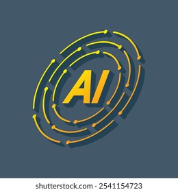 vector 3d electronic circuit and AI concept. AI logo. AI logo inside electronic circuit. artificial intelligence interface for technology, business, education, technology world