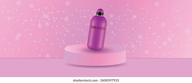 Vector 3D elegant cosmetic products background premium cream for skin care products. Luxury facial cream. Cosmetic ads flyer or banner design. pink cosmetic template. Makeup products brand
