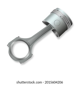 Vector 3D engine piston. Illustration of a piston assembly on a white background