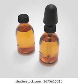 Vector 3D Essential Oil Bottles Set Illustration