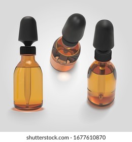 Vector 3D Essential Oil Bottles Set Illustration
