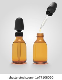 Vector 3D Essential Oil Bottles Set Illustration