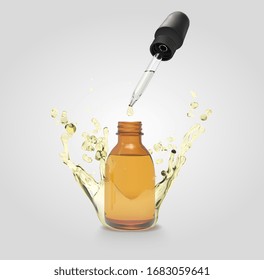 Aceite Esencial Vector 3D Con Ilustración Splash