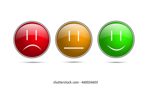Vector 3d evaluating smiles from negative to positive evaluation.