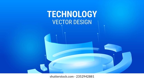 Vector 3d exhibition space for moving future technology products