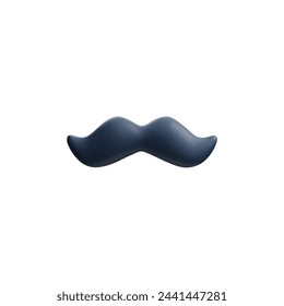 Vector 3D false mustache in black. Perfect for masquerade parties and comedy designs. On a white background, this prop will add humor to any festive event.