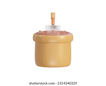 Vector 3d fertilizer bag with soil vector icon illustration for farming