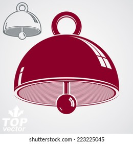 Vector 3d festive bell, additional version included. Eps 8 high quality vector illustration. Ring smooth dimensional design element. Waiter calling bell.