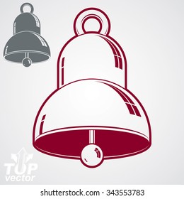 Vector 3d festive bell, additional version included. Eps8 red ring dimensional design element.