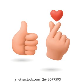 Conjunto de gestos da mão do coração do dedo 3d do vetor. Cópia arquivada em 15 de julho de 2013 "Korean Finger Heart Illustration Showing Love and Appreciation" . Gestos de mão bonito para mídias sociais, K-Pop, design de mensagens. Ícones de vetor realistas