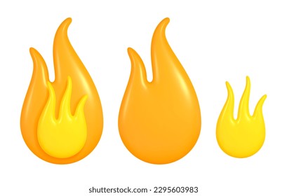 Vector 3d fire icon. Orange flame illustration
