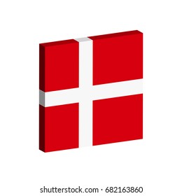 Vector 3d flag of Denmark.