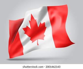 vector 3d flag isolated on white background, Canada