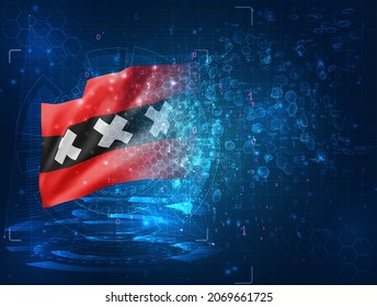 vector 3d flag on blue background with hud interfaces