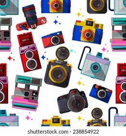 Vector 3D Flat Retro Cameras-seamless