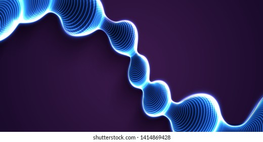 Vector 3d flow of shapes, vibrant sound wave. Abstract digital background.