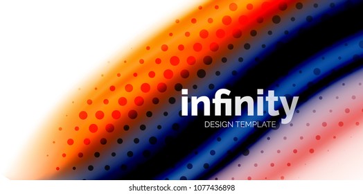 Vector 3d fluid colors wave background, flowing abstract shape with dotted texture, liquid mixed rainbow colors