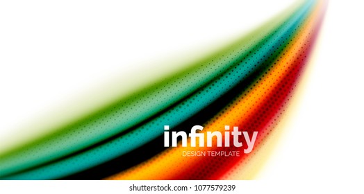 Vector 3d fluid colors wave background, flowing abstract shape with dotted texture, liquid mixed rainbow colors