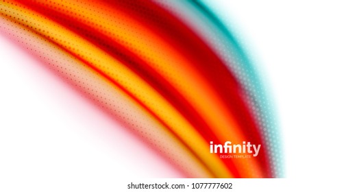 Vector 3d fluid colors wave background, flowing abstract shape with dotted texture, liquid mixed rainbow colors
