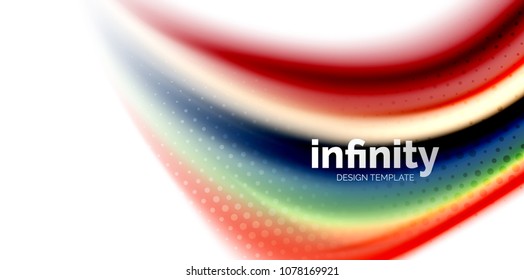 Vector 3d fluid colors wave background, flowing abstract shape with dotted texture, liquid mixed rainbow colors