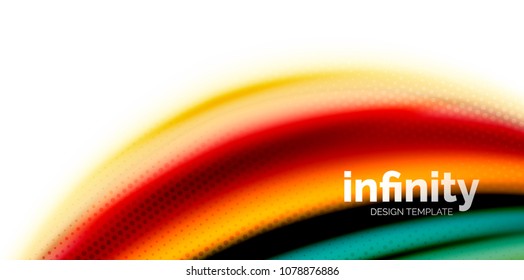 Vector 3d fluid colors wave background, flowing abstract shape with dotted texture, liquid mixed rainbow colors